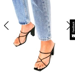 Faux Leather Block Heel Mules